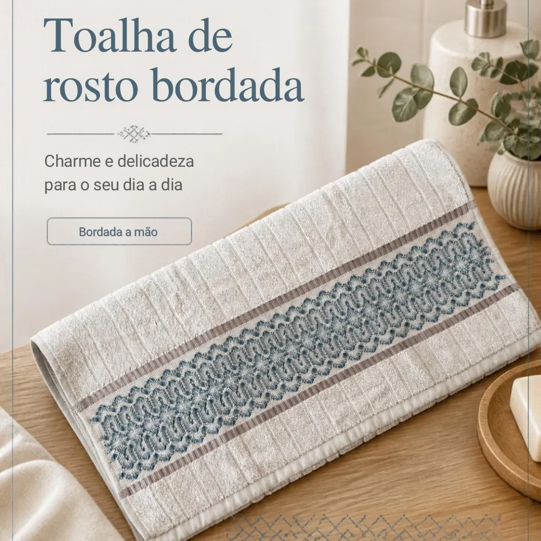 Toalha de rosto bordada 8 - artesanato feito à mão por Djulik