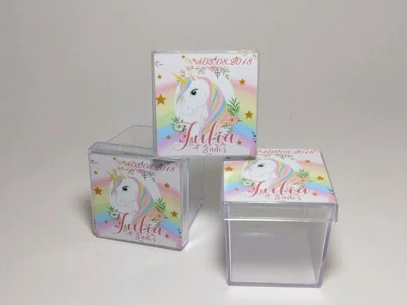 Caixinha Acrílica Unicórnio Personalizada - artesanato feito à mão por Mi Papelaria Criativa