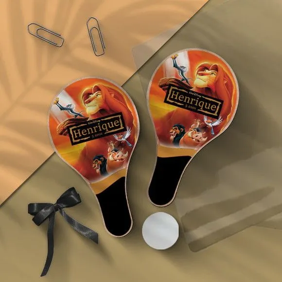 Raquete Ping Pong - Rei Leão Personalizada - feito à mão por Mi Papelaria Criativa