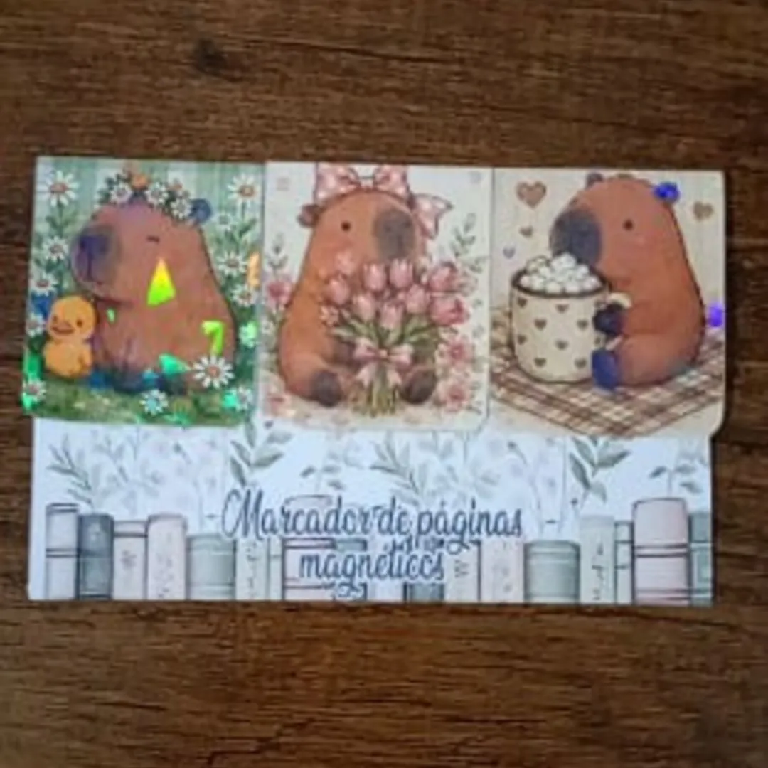 Marcador de Página Magnético Trio 4 - "Capivaras" - artesanato de Emejhu Personalizados