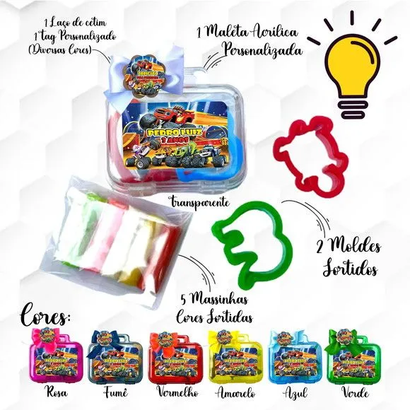 Mini Maleta com Massinha Blaze Monster Machine Personalizada - feito à mão por Mi Papelaria Criativa