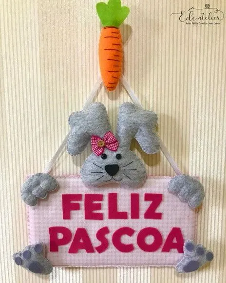Enfeite de Porta para Páscoa em Feltro - feito à mão por edeatelier