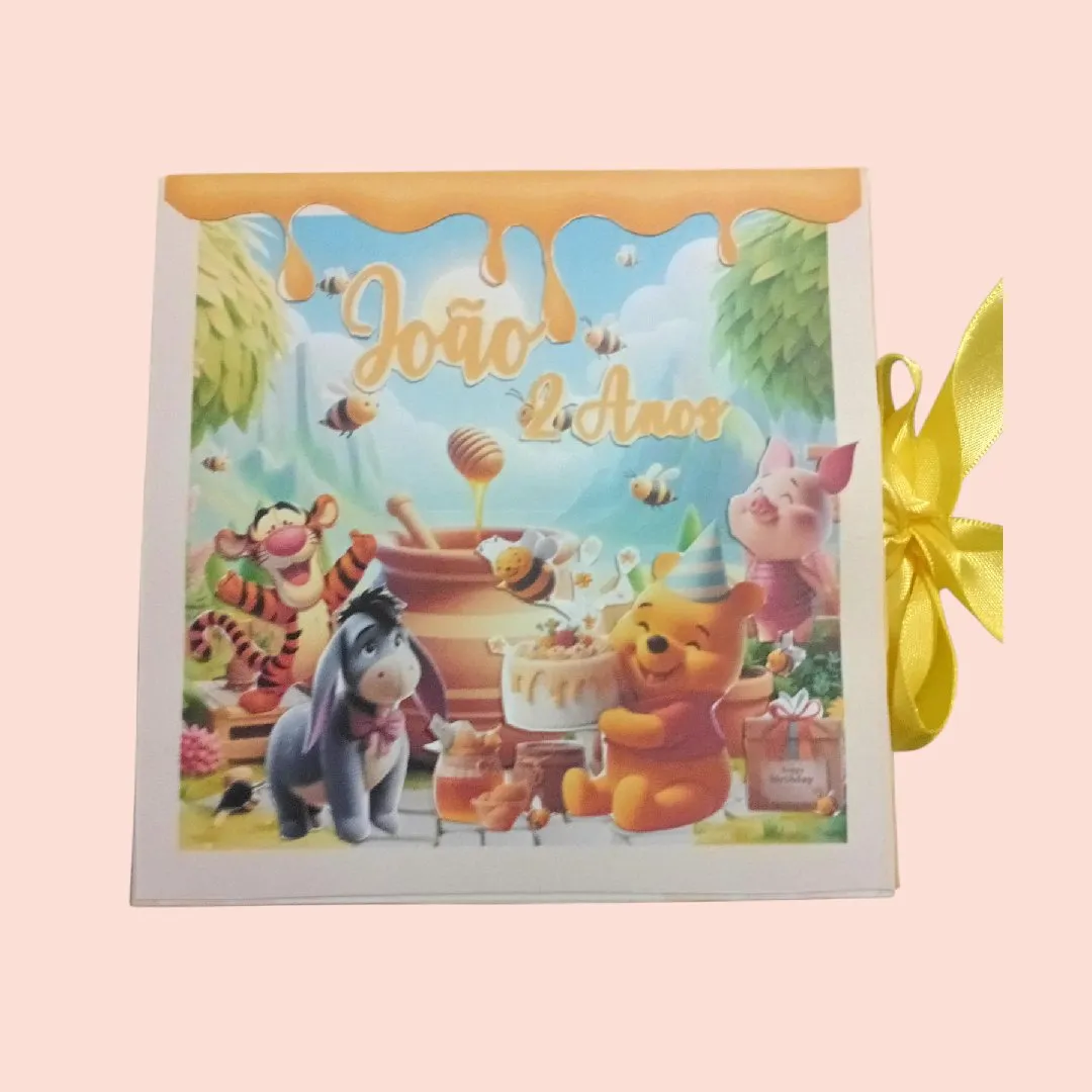 Convite Shaker Ursinho Pooh(Fazemos todos os temas) - artesanato feito à mão por Ed  Silva Papelaria de Festa Infantil