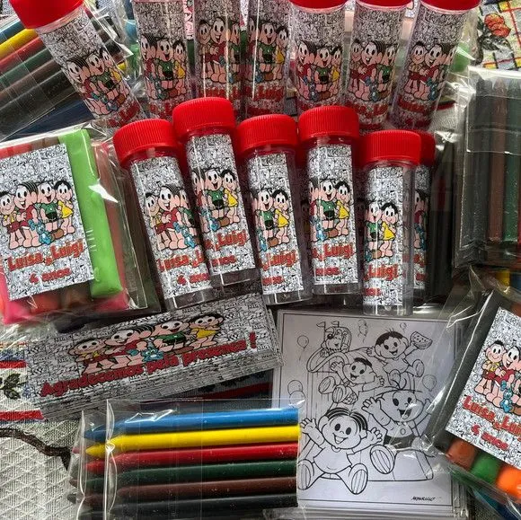 Kit Massinha + Giz + Bolha Turma da Monica Personalizado - feito à mão por Artmanha Lembrancinhas