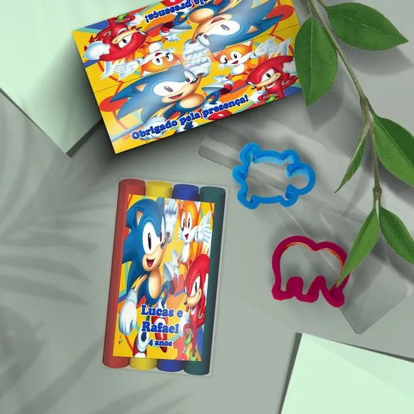 Massinha Modelar - Sonic Personalizada - feito à mão por Mi Papelaria Criativa