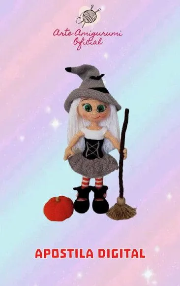 Receita Bruxa Halloween - Amigurumi - feito à mão por Arte Amigurumi Oficial