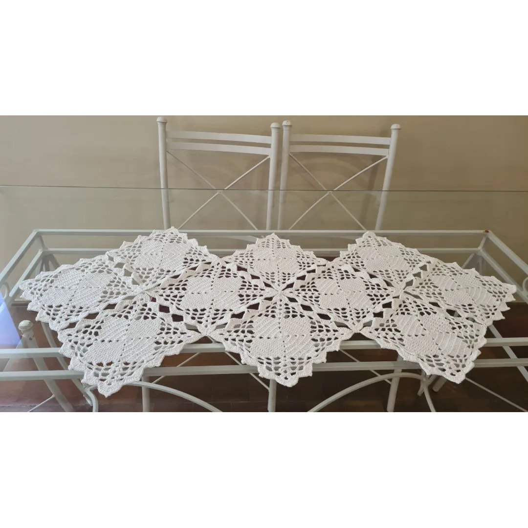 Caminho de Mesa Squares Crochê - Branco - foto 4
