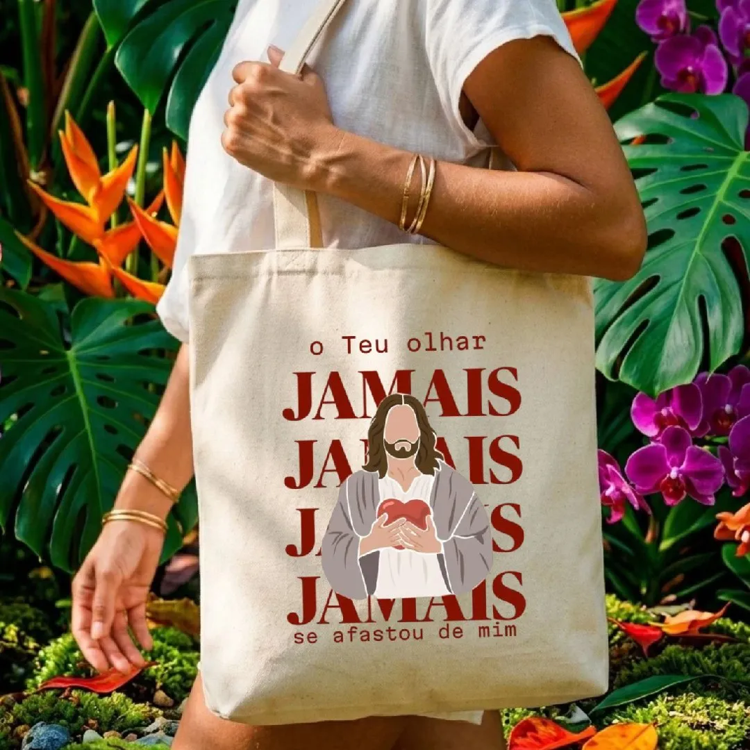 Kit Ecobag Necessaire E Chaveiro Presente Feminino Criativo Olhar de Jesus - foto 4