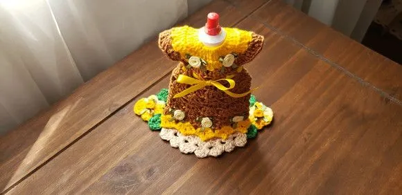 Capa para Adoçante Vestidinho Amarelo com Marrom Caramelo - foto 3