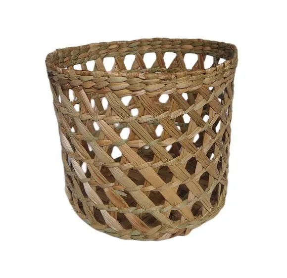 Cesta Redonda Cachepot Vaso Organizador Taboa Natural 25x22 - artesanato de Mundo Urbano