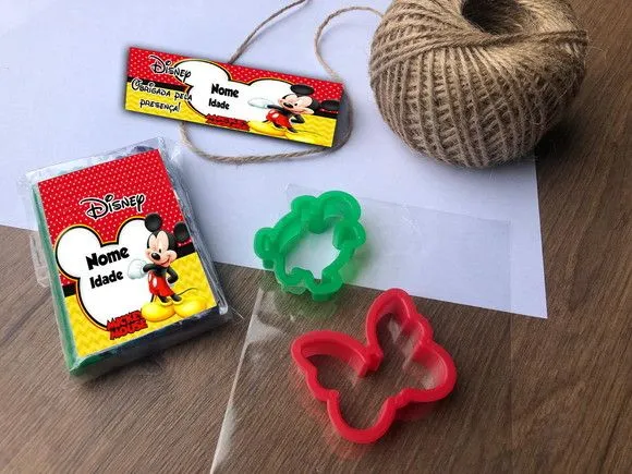 Massinha Modelar Mickey Personalizada - feito à mão por Mi Papelaria Criativa
