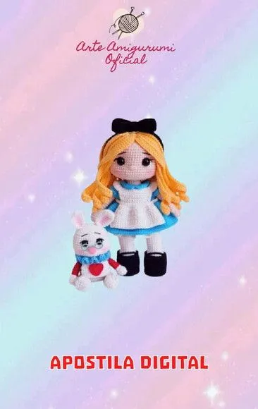Alice no País das Maravilhas e Coelho - Amigurumi