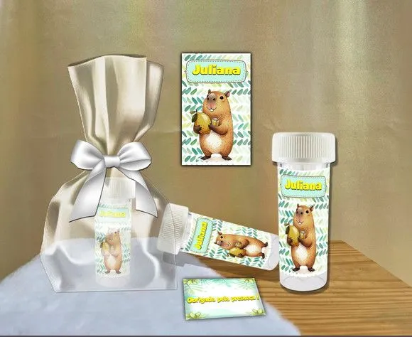 Bolha de Sabão Capivara Personalizada - feito à mão por Artmanha Lembrancinhas