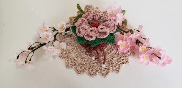 Sachê Porta Sabonete em Crochê Rosa Cristal - foto 3