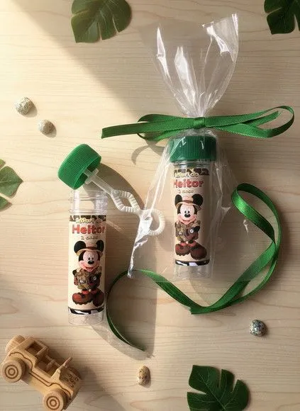 Bolha de Sabão - Mickey Safari Personalizado - artesanato feito à mão por Mi Papelaria Criativa
