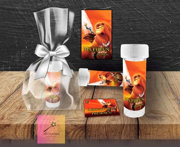 Bolha de Sabão Rei Leão Personalizada - feito à mão por Artmanha Lembrancinhas