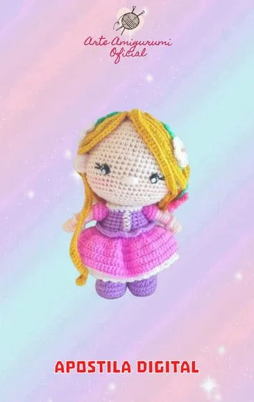 Receita Princesa Rapunzel Amigurumi - artesanato feito à mão por Arte Amigurumi Oficial