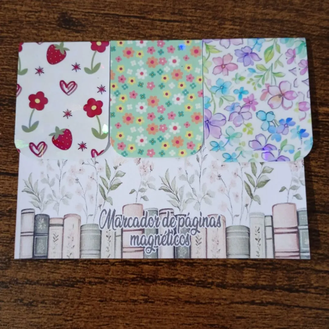 Marcador de Página Magnético Trio 4 - "Florzinhas" - artesanato de Emejhu Personalizados