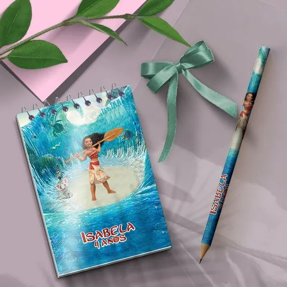 Bloquinho - Moana Personalizado - artesanato feito à mão por Mi Papelaria Criativa