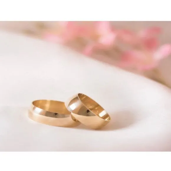 Alianças de Ouro 18k 8mm 8grs Casamento + Anel Solitário - feito à mão por TM JOIAS