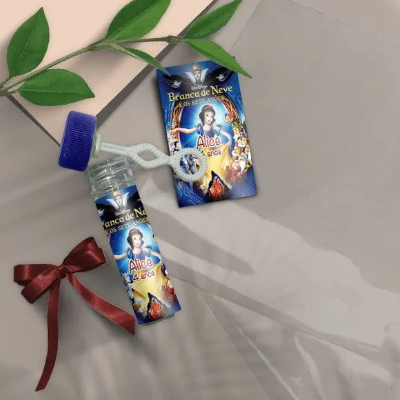 Bolha de Sabão - Branca de Neve Personalizado - artesanato feito à mão por Mi Papelaria Criativa