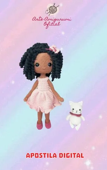 Receita Boneca Layla e Gatinho Amigurumi - feito à mão por Arte Amigurumi Oficial