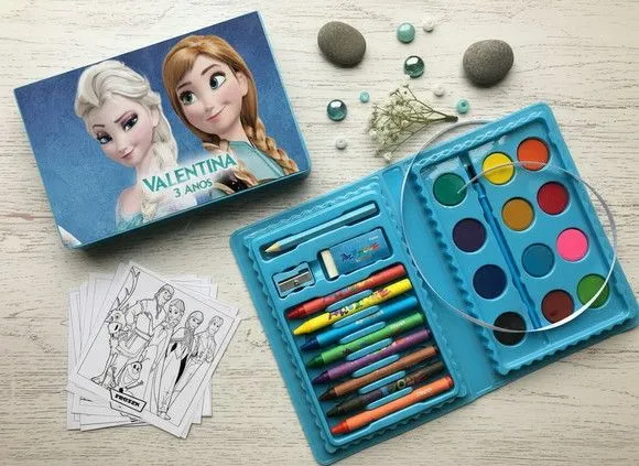 Estojo de Pintura Frozen Personalizado - artesanato feito à mão por Mi Papelaria Criativa