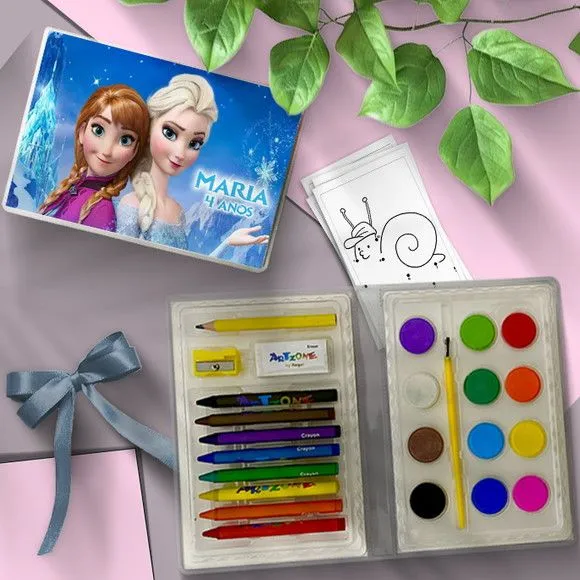 Estojo de Pintura 24pç - Frozen Personalizado - artesanato feito à mão por Mi Papelaria Criativa
