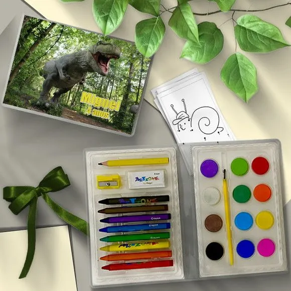 Estojo de Pintura 24pç - Dinossauro Jurassic Personalizado - artesanato feito à mão por Mi Papelaria Criativa