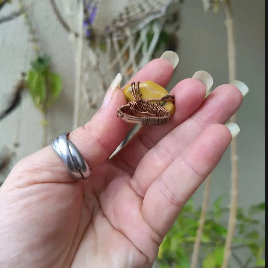 Anel Wire Wrap Cobre e Pedra Natural ARO20 - foto 3