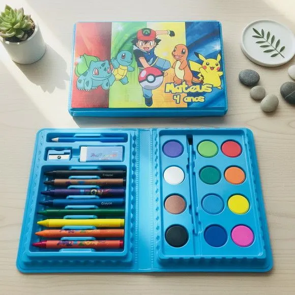 Estojo de Pintura - Pokemon Personalizado - artesanato feito à mão por Mi Papelaria Criativa