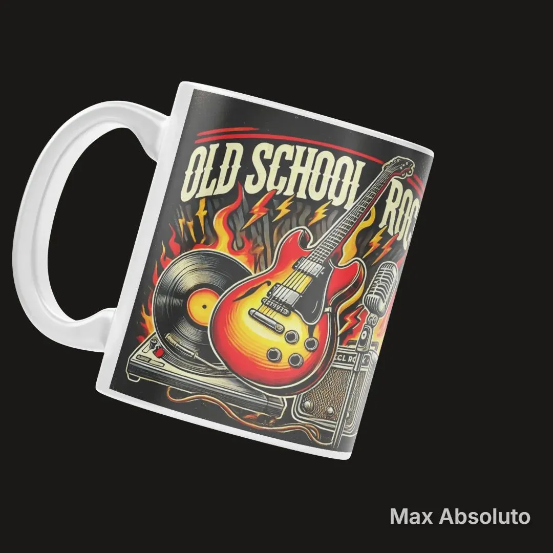 Caneca Estampa Tipográfica Old School Rock Guitarra 325ml - foto 3