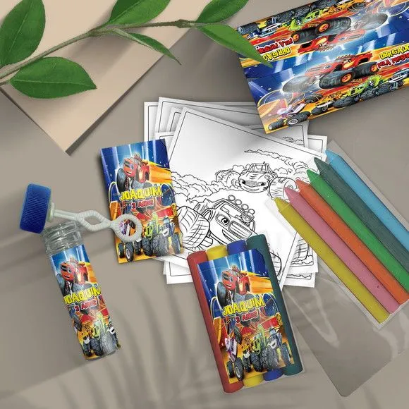 Kit Massinha + Giz + Bolha - The Blaze Monster Personalizado - feito à mão por Mi Papelaria Criativa