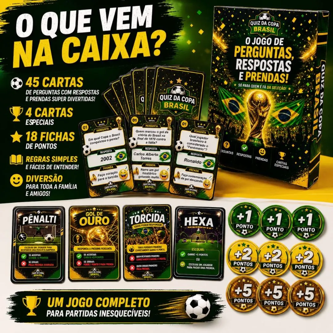 Quiz Da Copa Brasil Jogo Divertido Para Família E Amigos Futebol JD Arte - foto 3