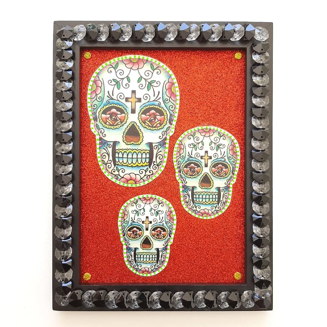Quadro Caveiras Mexicanas 6 - artesanato de Estudio Bananeira