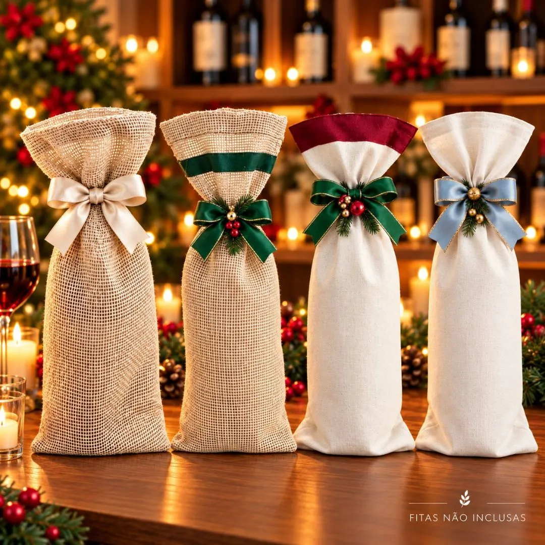 Saco para Bebidas 15x44cm Natal e Ocasiões Especiais - Brinde e Lembrancinha - artesanato de Craft.Mimo