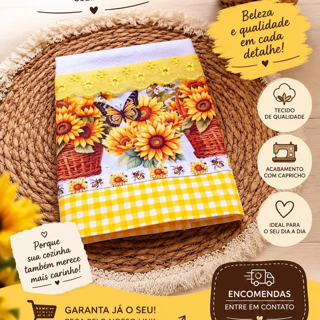 kit 2 pano de prato tema girassol 🌻 - foto 6