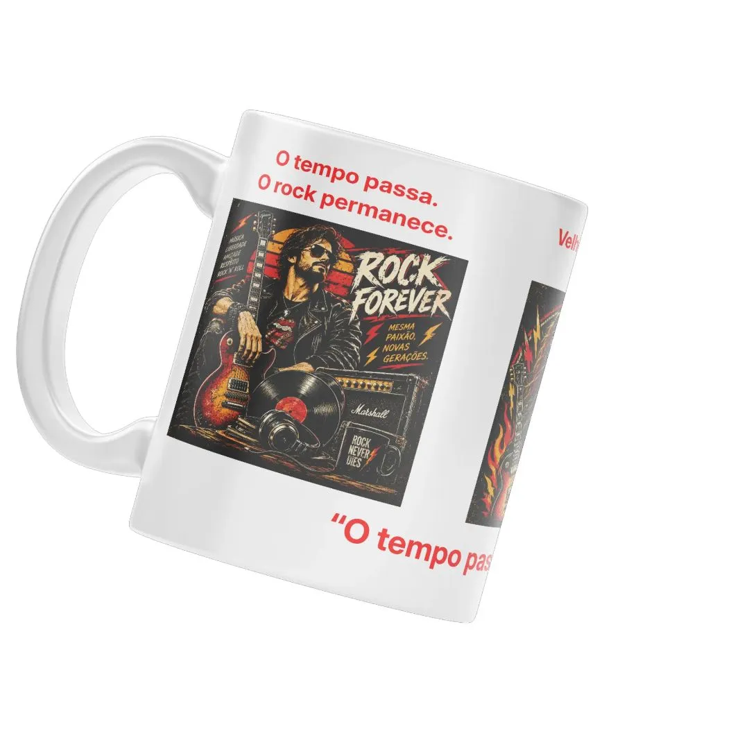 Caneca Rock Forever Guitarra e Vinil Vintage 325ml - foto 4