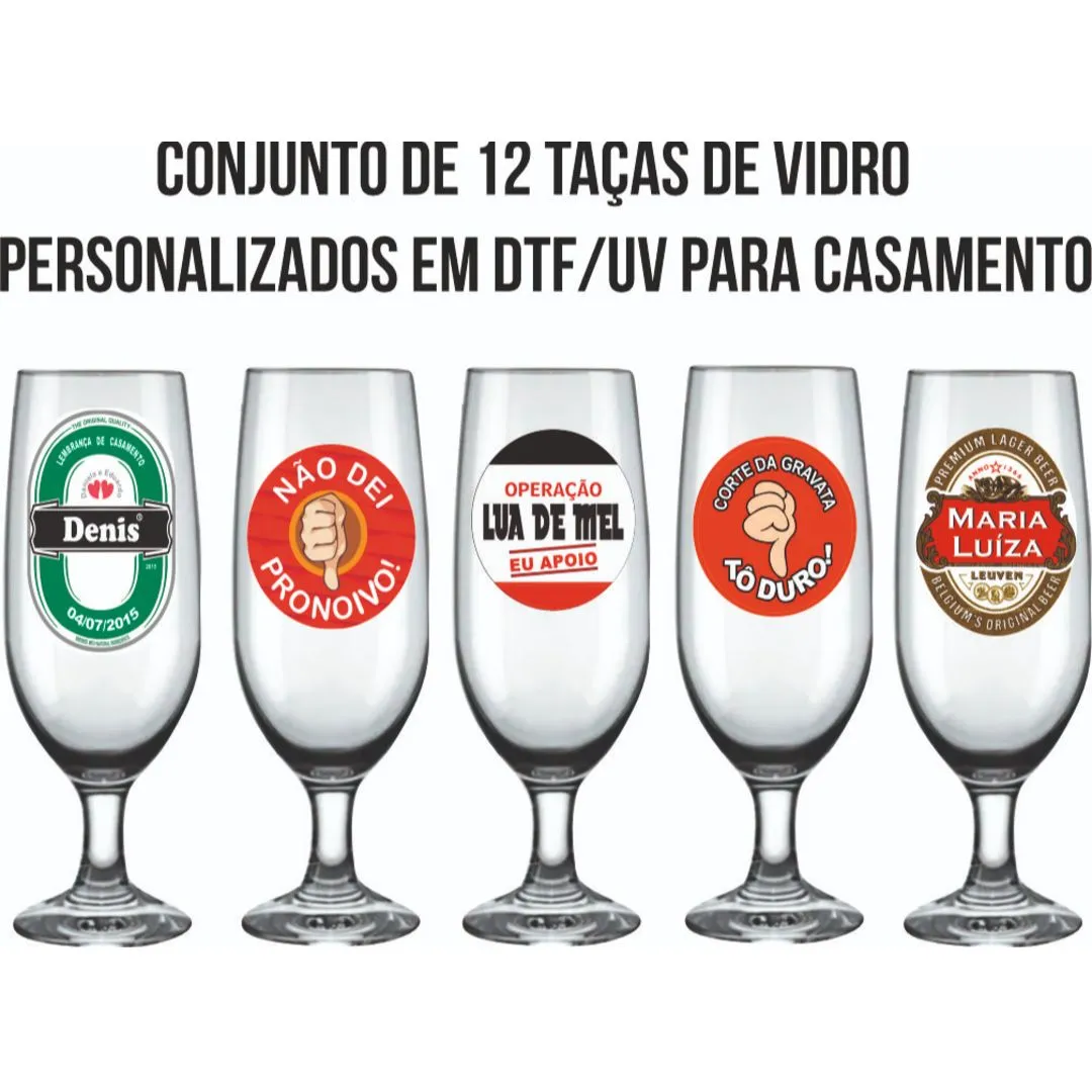 Conjunto de 6Taças de Vidro 300 ml - Cerveja/Shops para Casamentos - artesanato de Kharmo Arts Camisetas e Brindes Personalizados