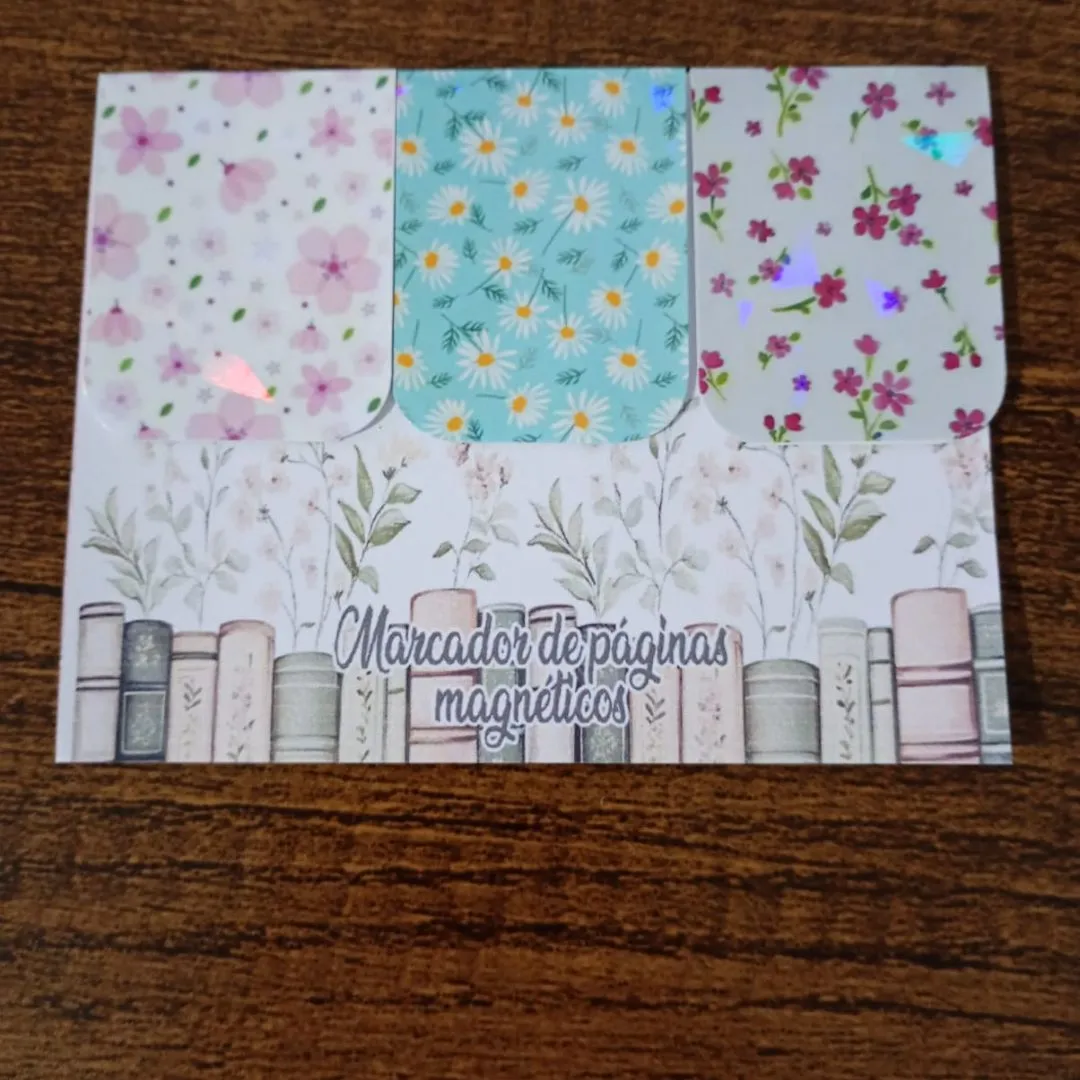 Marcador de Página Magnético Trio 5 - "Florzinhas" - artesanato de Emejhu Personalizados