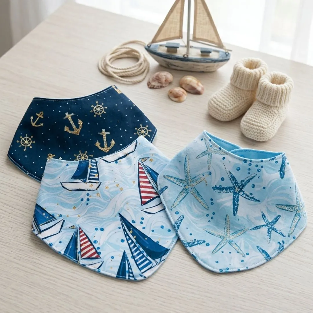 Kit 4 Babadores de Bebê Personalizados | Tema Marítimo Unissex - foto 3
