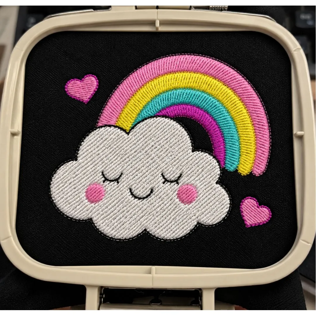 Matriz de Bordado Nuvem com Arco-Íris e Corações – Infantil - artesanato de DLK EMBROIDERY