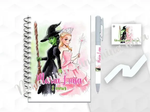 Bloquinho Grande com Caneta Wicked Personalizada - artesanato feito à mão por creativitybynina