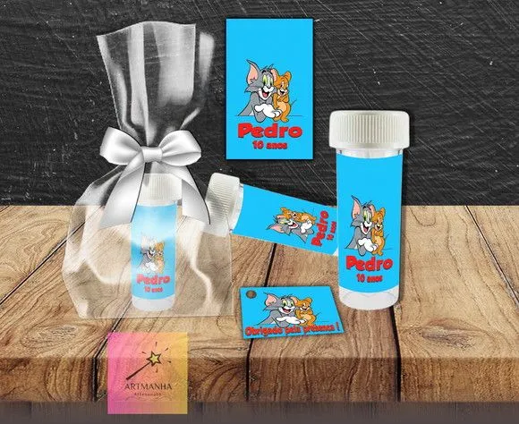 Bolha de Sabão Tom e Jerry Personalizada - feito à mão por Artmanha Lembrancinhas