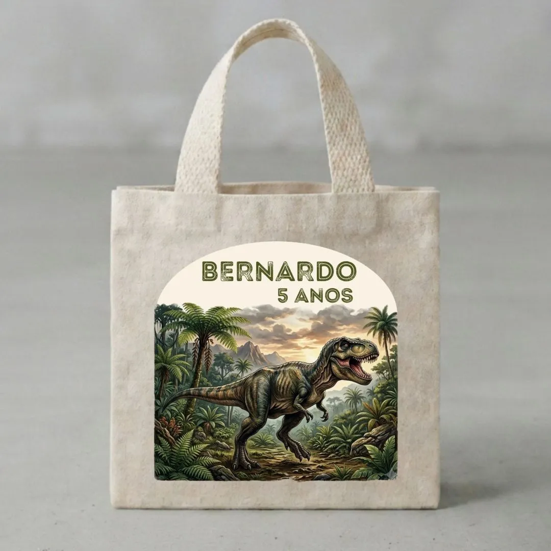 Lembrancinha Mini Ecobag Personalizada 20x20cm Dinossauro Dino Festa Infantil - foto 2