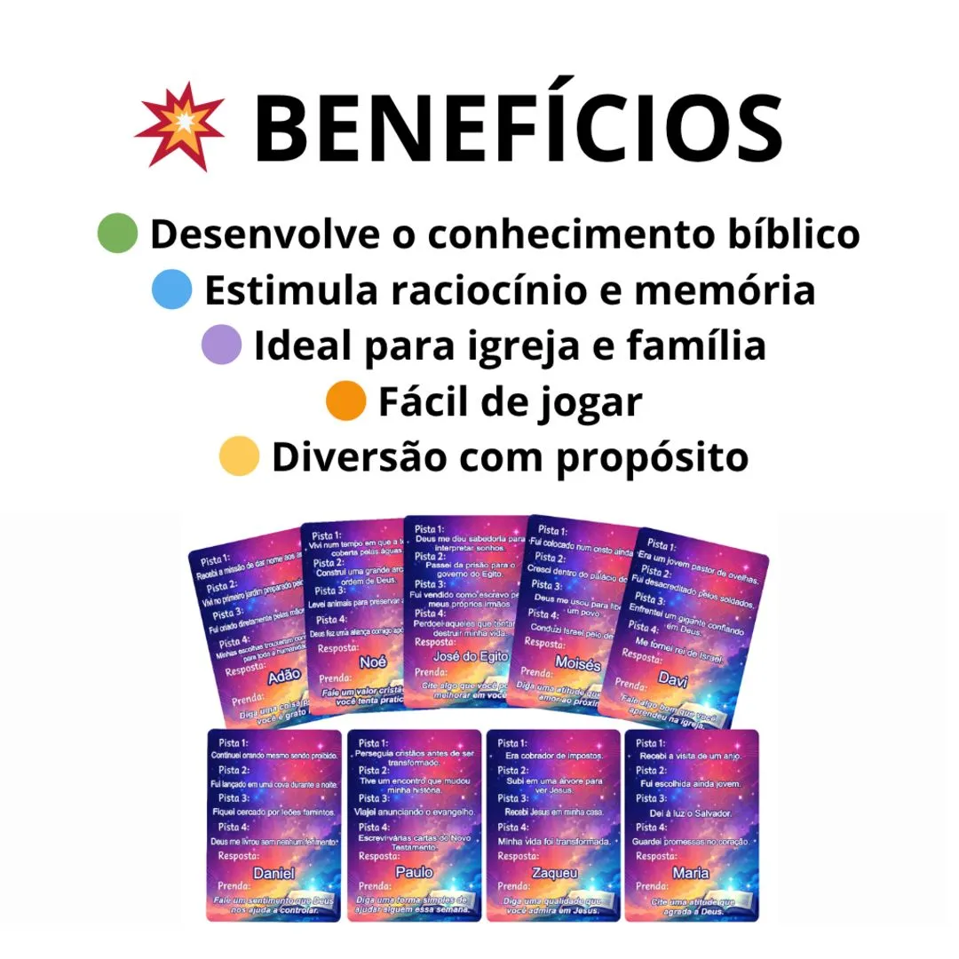 Quem Sou Eu Jogo Cristão – 36 Cartas Bíblicas para Jovens e Adultos JD Arte - foto 4