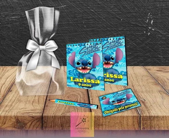 Bloquinho Stitch Personalizado - feito à mão por Artmanha Lembrancinhas
