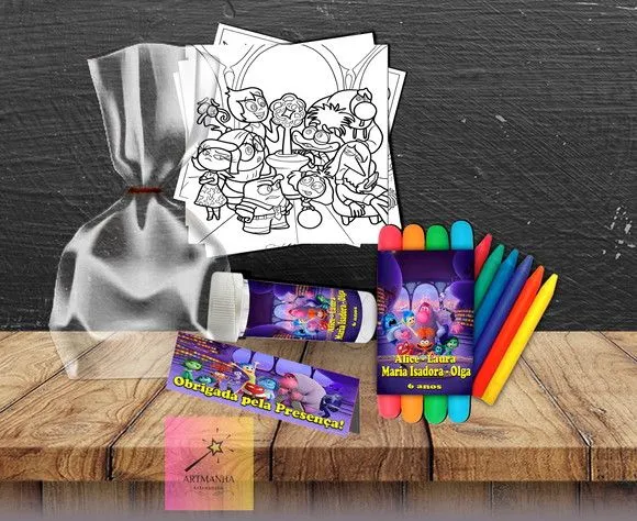 Kit Massinha + Giz + Bolha Divertidamente Personalizado - feito à mão por Artmanha Lembrancinhas