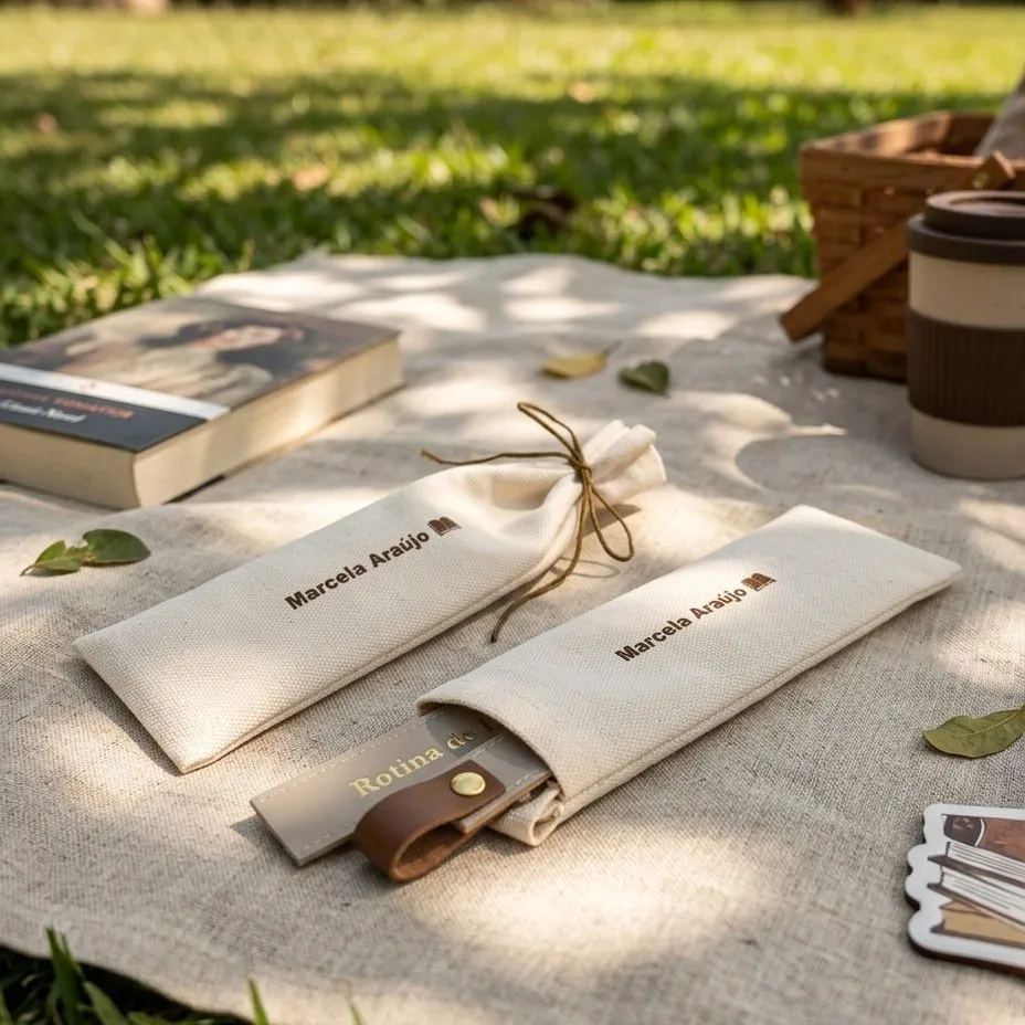 Kit Presente Marcador de Páginas Personalizado com Porta-Caneta e Saquinho de Linho - foto 7