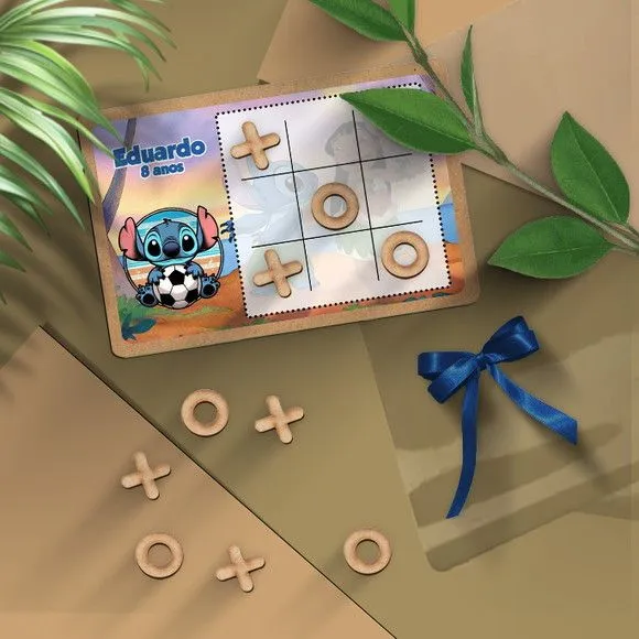 Jogo da Velha - Stitch Futebol Personalizado - artesanato feito à mão por Mi Papelaria Criativa
